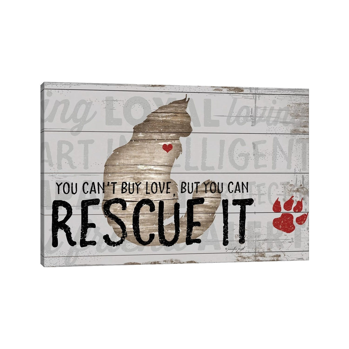 iCanvas "You Can't Buy Love - Cat" by Jennifer Pugh Canvas Print