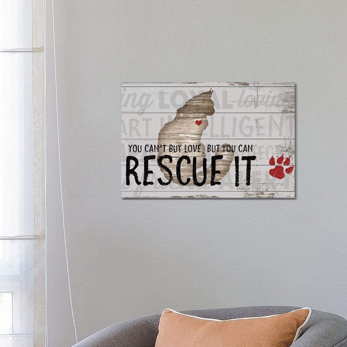 iCanvas "You Can't Buy Love - Cat" by Jennifer Pugh Canvas Print
