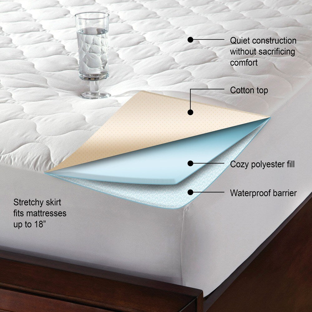 Hotel Laundry Quiet 100% Cotton Waterproof Mattress Pad