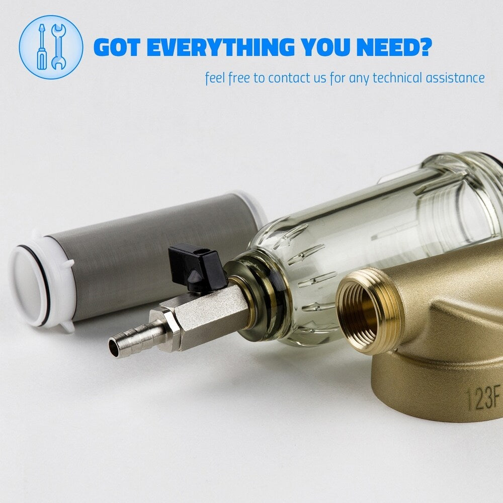 iSpring WSP Reusable Spin Down Sediment Water Filter 1" MNPT+3/4" FNPT