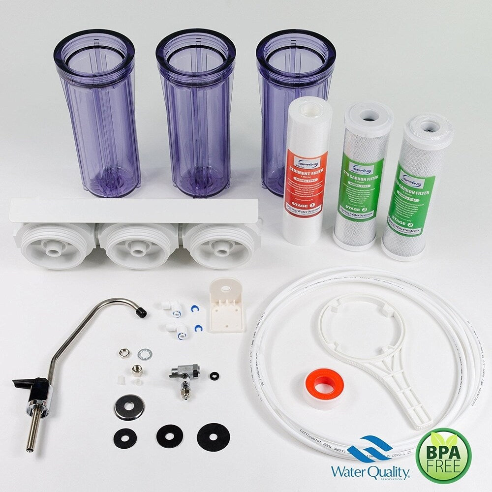 iSpring 3 Stage Under Sink Tankless Drinking Water Filter System-WCC31