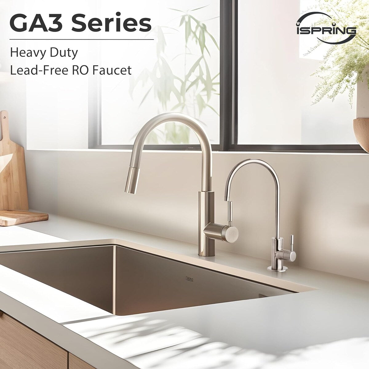 iSpring Drinking faucet for Reverse Osmosis RO Filtration System with 3/8" Connector, Brushed Nickel Finish - GA3-BN