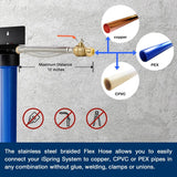 iSpring 2-Stage Whole House Water Filtration System w/ Push-Fit Stainless Steel Hose Connectors and Ball Valve