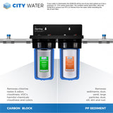 iSpring 2-Stage Whole House Water Filtration System w/ Push-Fit Stainless Steel Hose Connectors and Ball Valve