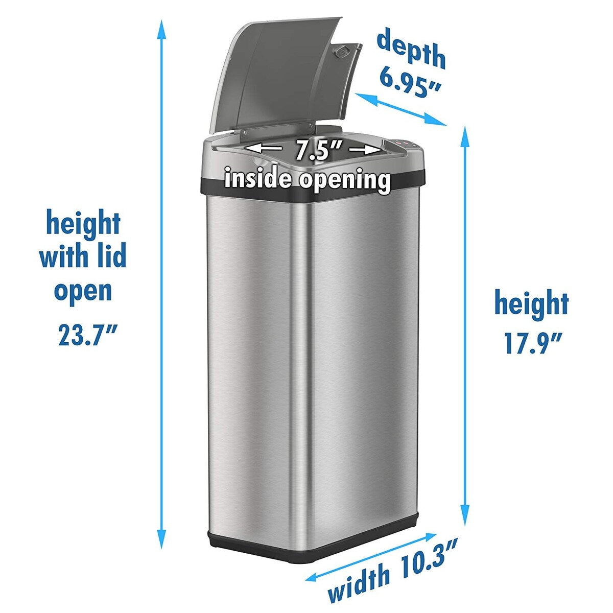 iTouchless 4 Gal Stainless Steel Sensor Bathroom Trash Can with Filter