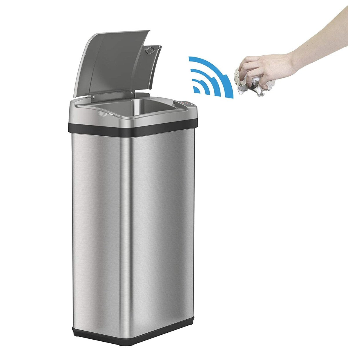 iTouchless 4 Gal Stainless Steel Sensor Bathroom Trash Can with Filter