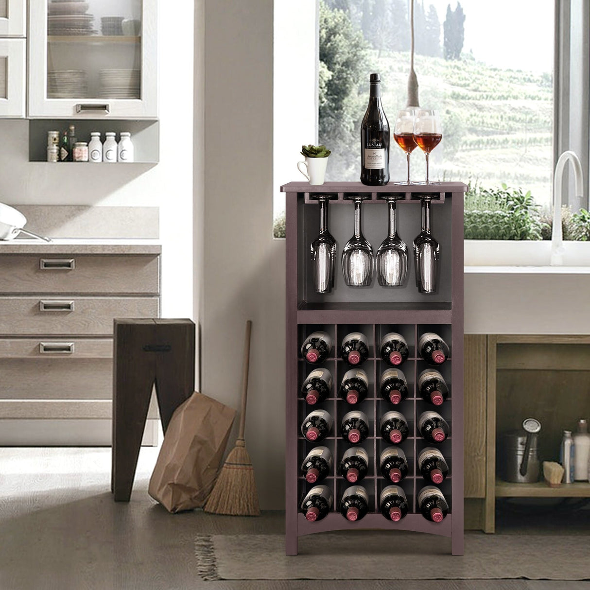 MCombo Freestanding Floor Bar Cabinet for Liquor, MDF BT06 - 18.9W x 12.6D x 37.4H Inch