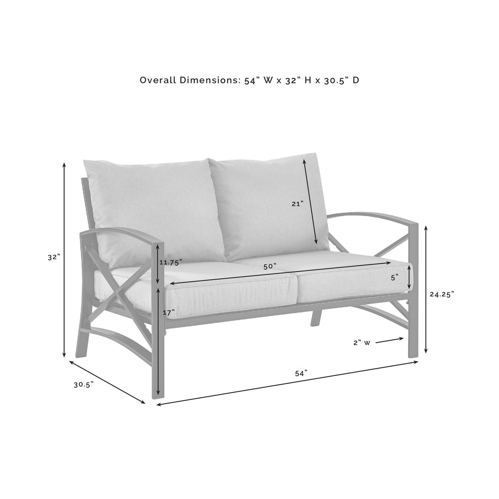 Crosley Kaplan Oiled Bronze Steel Outdoor Loveseat with Oatmeal Cushions - 54 W x 30.5 D x 32 H