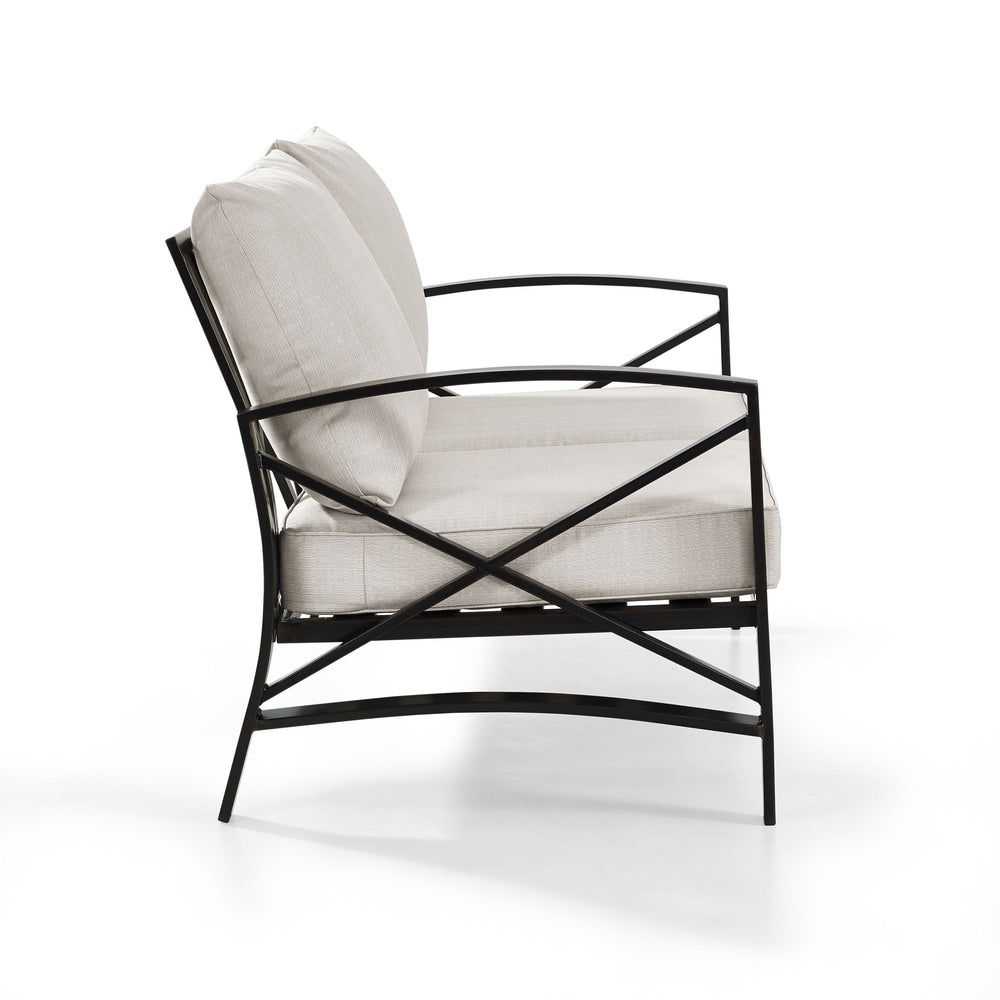 Crosley Kaplan Oiled Bronze Steel Outdoor Loveseat with Oatmeal Cushions - 54 W x 30.5 D x 32 H
