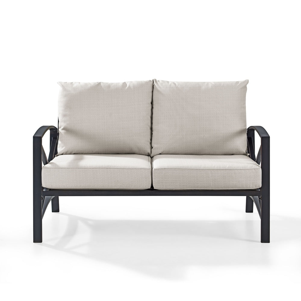 Crosley Kaplan Oiled Bronze Steel Outdoor Loveseat with Oatmeal Cushions - 54 W x 30.5 D x 32 H