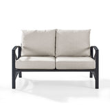 Crosley Kaplan Oiled Bronze Steel Outdoor Loveseat with Oatmeal Cushions - 54 W x 30.5 D x 32 H