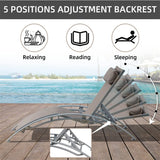 khaki Reclining Beach Chairs Set of 3 w/ Adjustable Chairs & Table