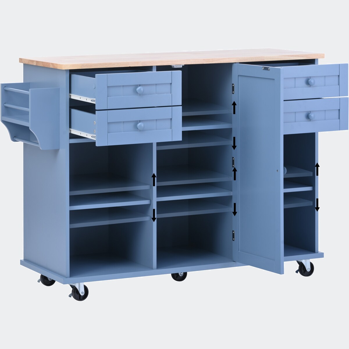 kitchen island cart with Spice Rack, Towel Rack