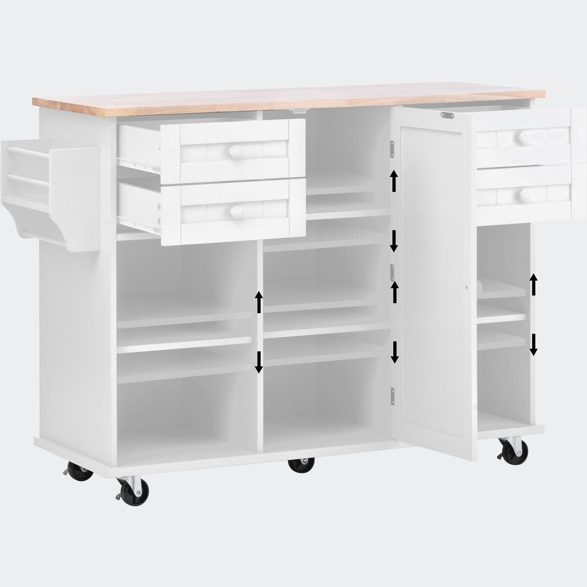 kitchen island cart with Spice Rack, Towel Rack