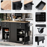 kitchen island cart with Spice Rack, Towel Rack