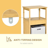 kleankin Bamboo Laundry Hamper Cabinet, Bathroom Storage Organizer with Tilt Out Laundry Basket for Dirty Clothes, Natural