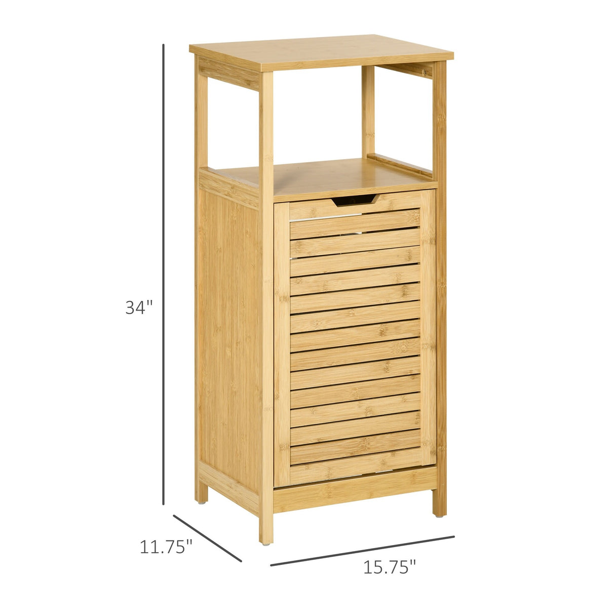kleankin Bamboo Laundry Hamper Cabinet, Bathroom Storage Organizer with Tilt Out Laundry Basket for Dirty Clothes, Natural