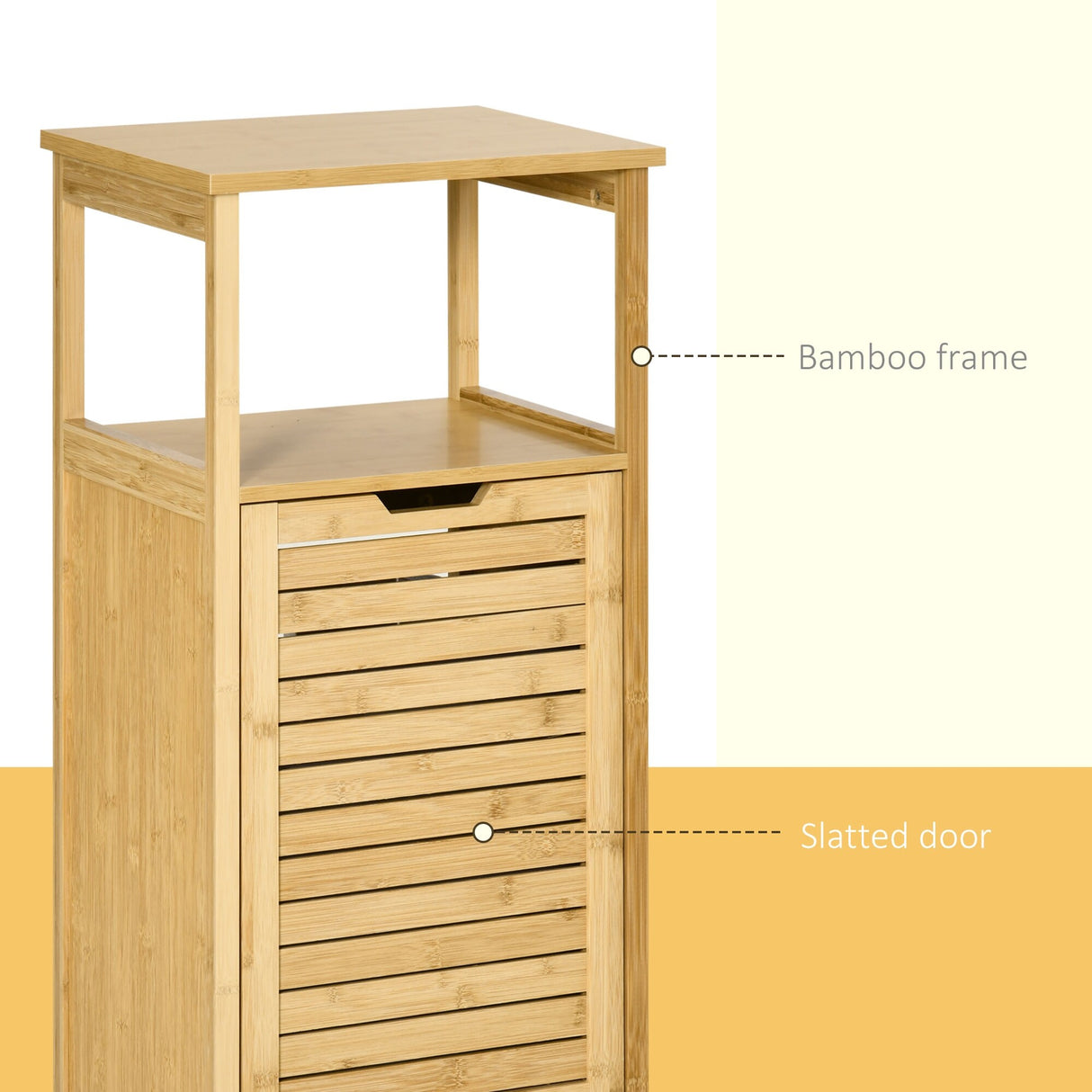 kleankin Bamboo Laundry Hamper Cabinet, Bathroom Storage Organizer with Tilt Out Laundry Basket for Dirty Clothes, Natural