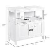 kleankin Pedestal Under Sink Cabinet with Double Doors, Modern Bathroom Vanity Storage Unit with Shelves, White