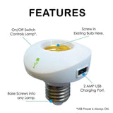 Lamp adapter with usb to charge electronics devices