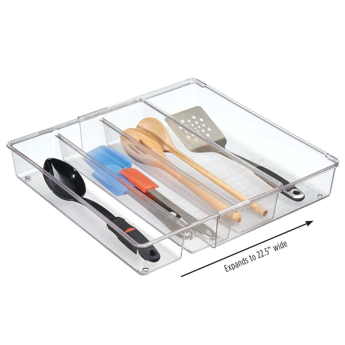 mDesign Expandable Kitchen Drawer Organizer Tray for Utensils - 16.1 X 12.8