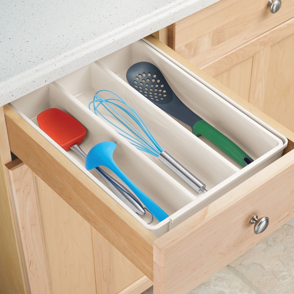 mDesign Expandable Kitchen Drawer Organizer Tray for Utensils - 16.1 X 12.8