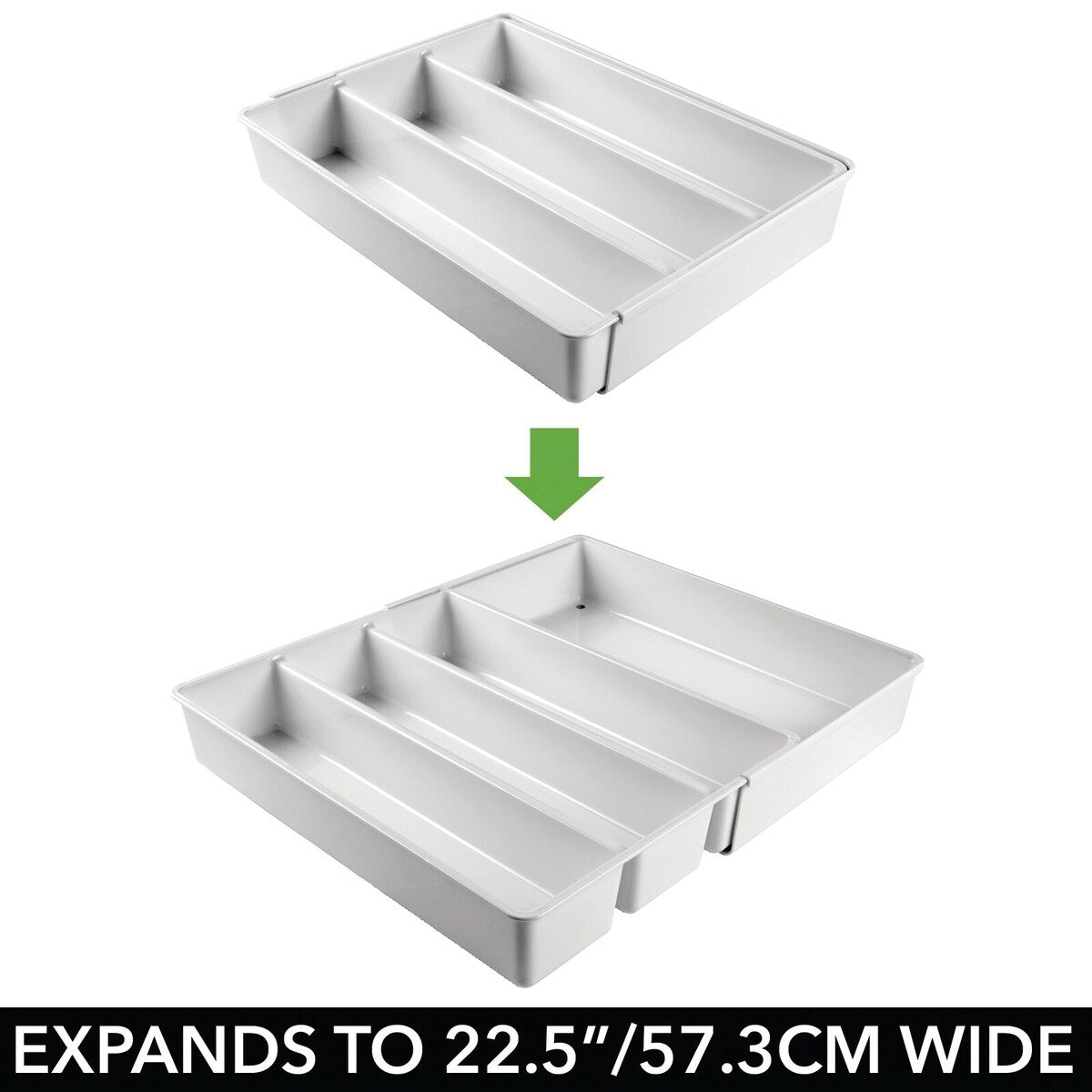 mDesign Expandable Kitchen Drawer Organizer Tray for Utensils - 16.1 X 12.8