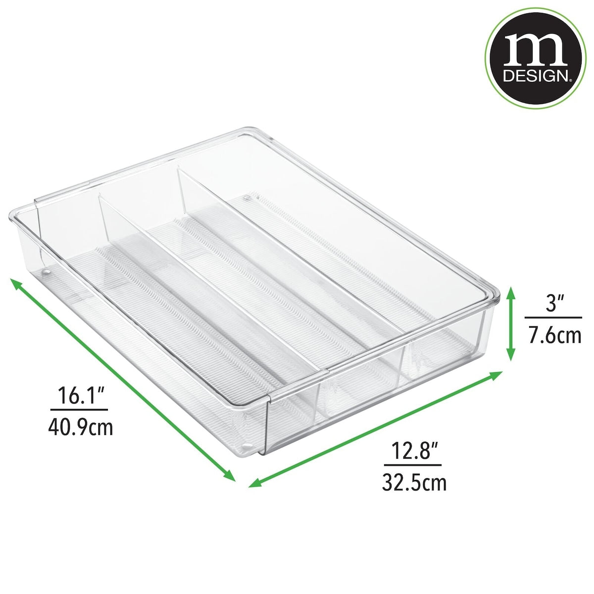 mDesign Expandable Kitchen Drawer Organizer Tray for Utensils - 16.1 X 12.8