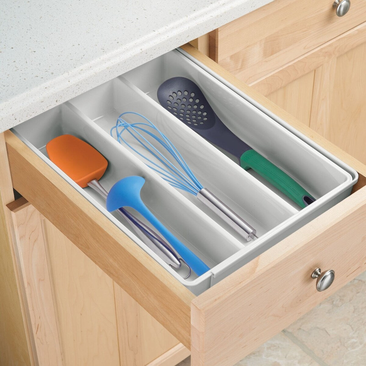 mDesign Expandable Kitchen Drawer Organizer Tray for Utensils - 16.1 X 12.8