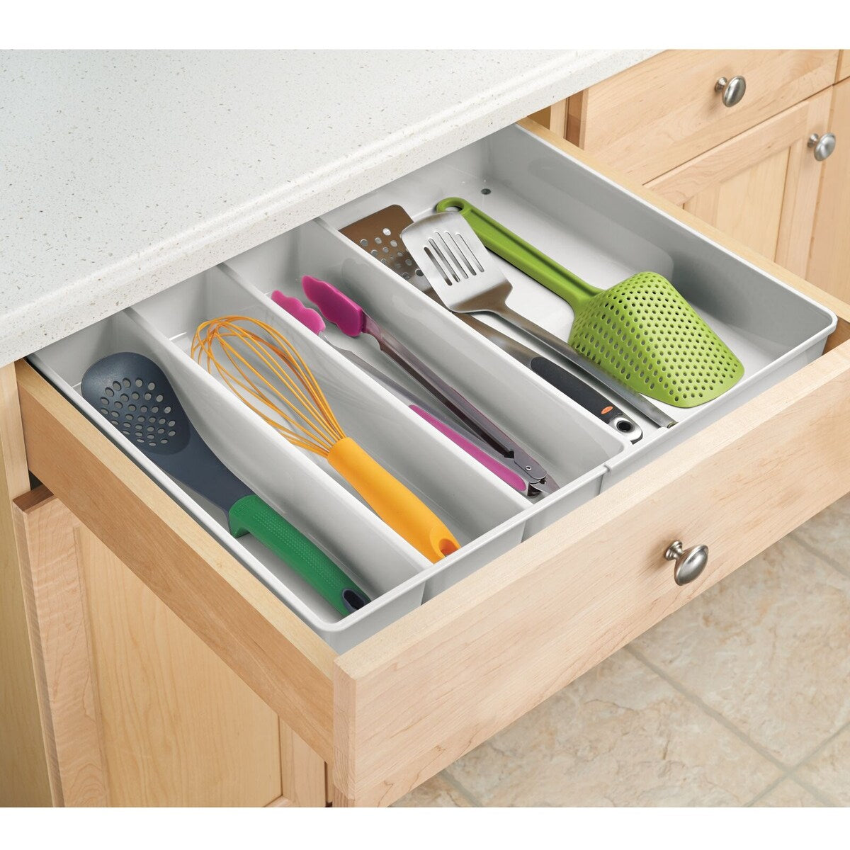mDesign Expandable Kitchen Drawer Organizer Tray for Utensils - 16.1 X 12.8