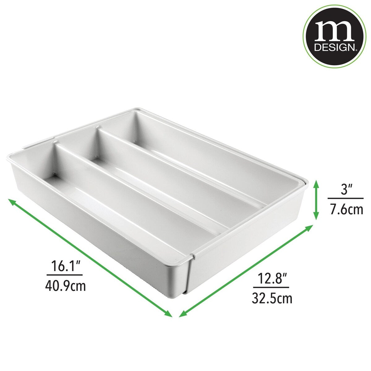 mDesign Expandable Kitchen Drawer Organizer Tray for Utensils - 16.1 X 12.8