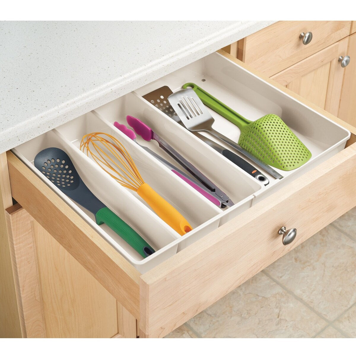 mDesign Expandable Kitchen Drawer Organizer Tray for Utensils - 16.1 X 12.8