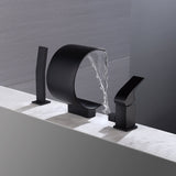 matte black Bathtub Faucet Waterfall Mixer Faucet with Hand Shower Deck Mount - 7'6" x 9'6"