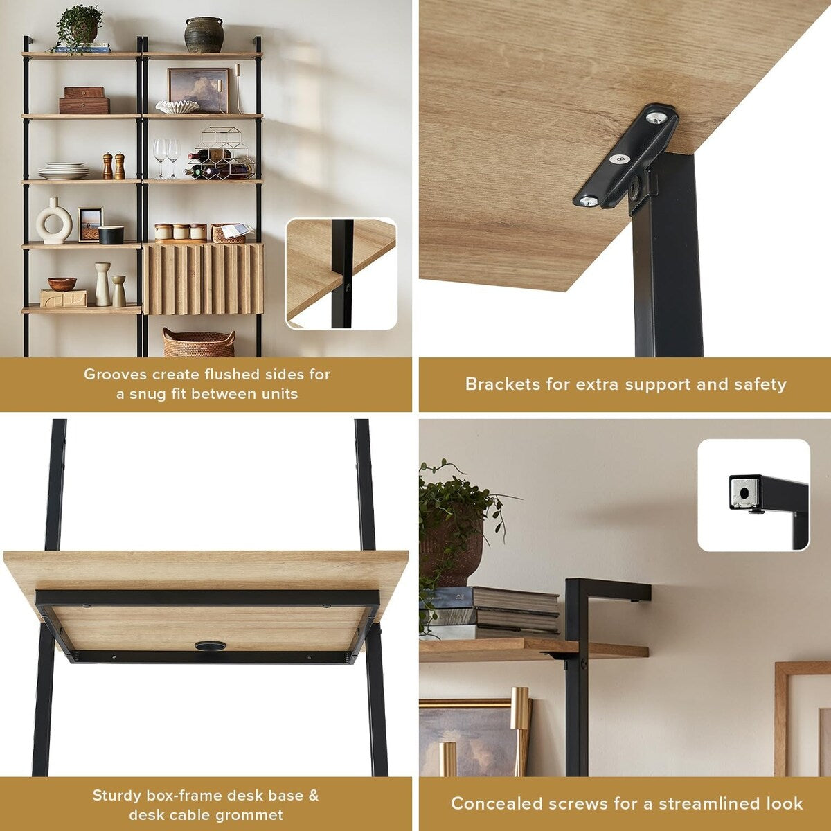 mopio Norwin 5-Tier Ladder Shelf, 3-Tier Ladder Shelf Cabinet & Ladder Desk Cabinet