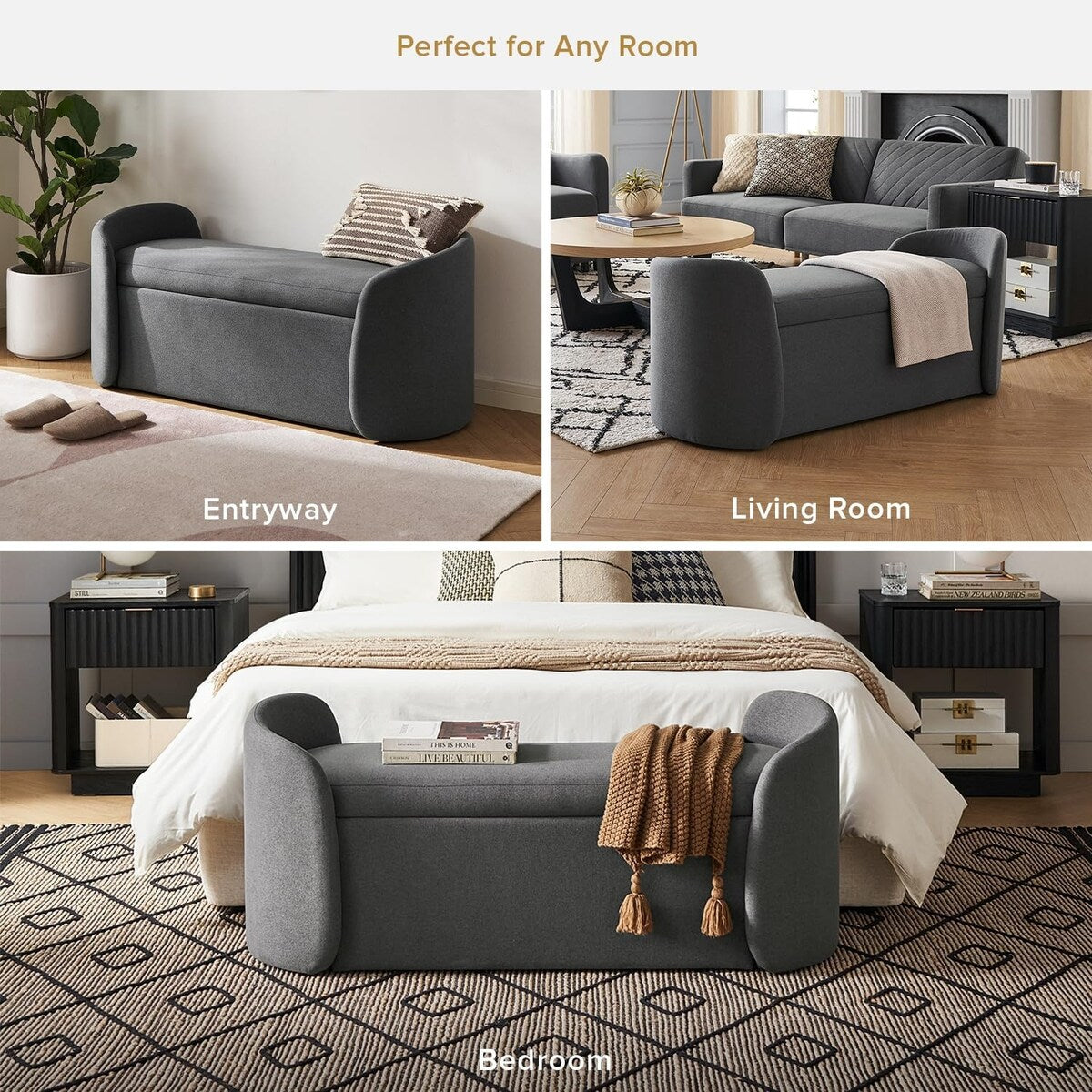 mopio Sophie 51" Ottoman Storage Bench, Entryway Bench with Storage