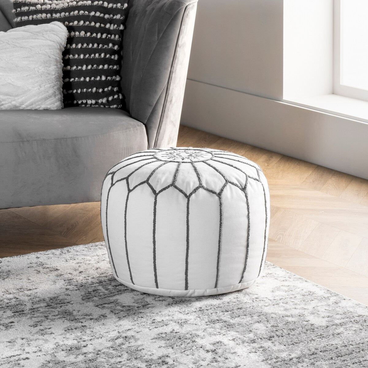 Nuloom Classic Moroccan Cotton Ottoman Pouf