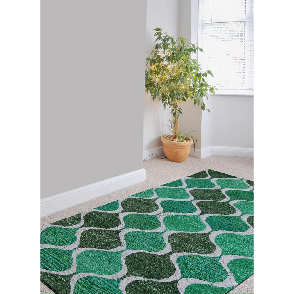 Brooklyn Rug Co Hand-tufted Wool/ Polyester Modern Trellis Lattice Green Rug (5' x 8') - 5' x 8'