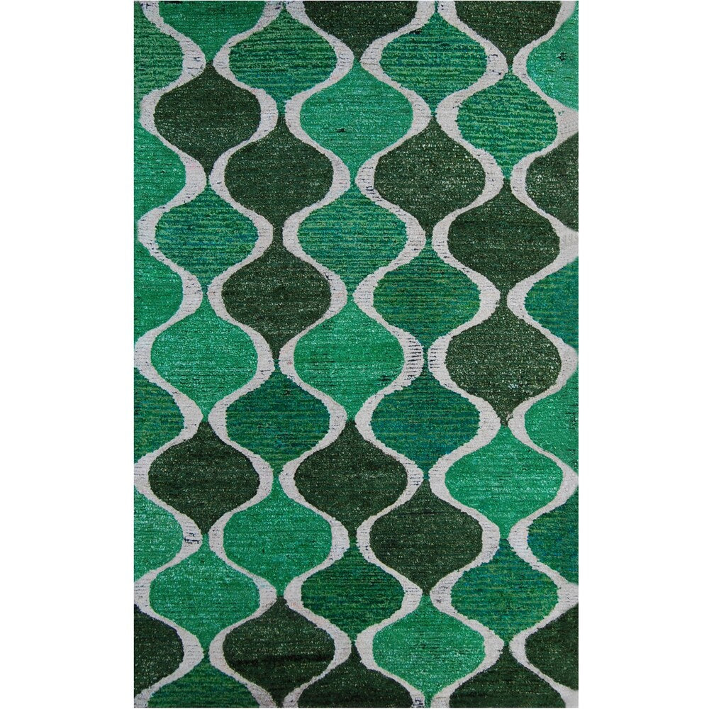 Brooklyn Rug Co Hand-tufted Wool/ Polyester Modern Trellis Lattice Green Rug (5' x 8') - 5' x 8'