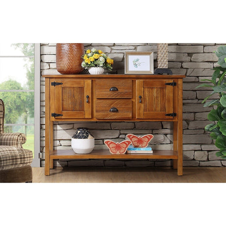 olid Wood Sideboard Console Table with 2 Drawers and Cabinets