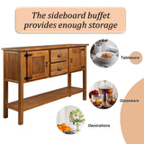 olid Wood Sideboard Console Table with 2 Drawers and Cabinets