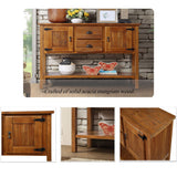 olid Wood Sideboard Console Table with 2 Drawers and Cabinets