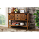 olid Wood Sideboard Console Table with 2 Drawers and Cabinets