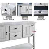 olid Wood Sideboard Console Table with 2 Drawers and Cabinets