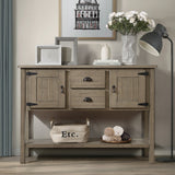 olid Wood Sideboard Console Table with 2 Drawers and Cabinets