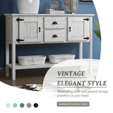 olid Wood Sideboard Console Table with 2 Drawers and Cabinets