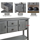olid Wood Sideboard Console Table with 2 Drawers and Cabinets