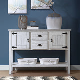 olid Wood Sideboard Console Table with 2 Drawers and Cabinets
