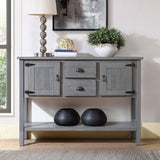olid Wood Sideboard Console Table with 2 Drawers and Cabinets