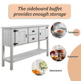 olid Wood Sideboard Console Table with 2 Drawers and Cabinets