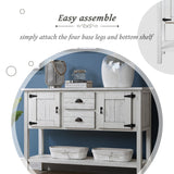 olid Wood Sideboard Console Table with 2 Drawers and Cabinets